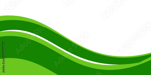 Abstract White and Green wave wide background banner