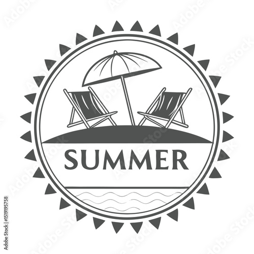 Summer beach vacation sun umbrella chairs