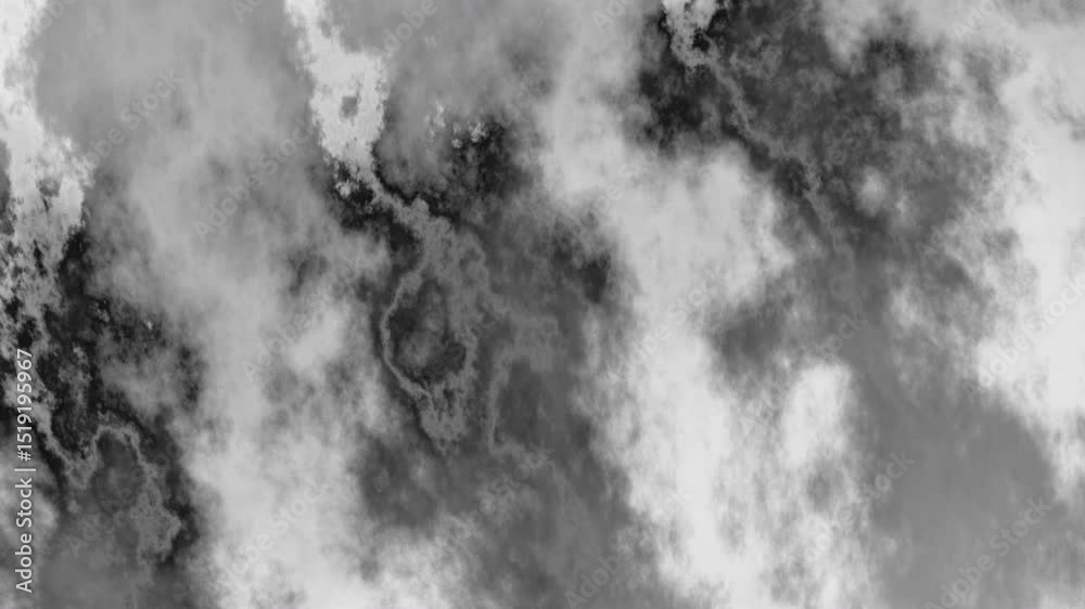 Black and white abstract background with geometric shapes and animated patterns.