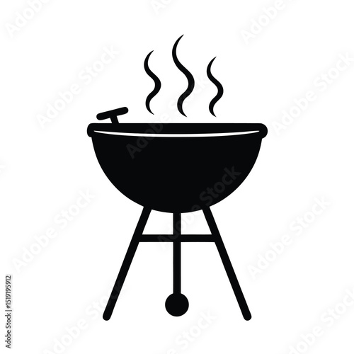 Black and white grill with smoke illustration