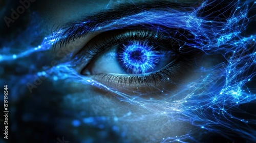 Neural AI Network with Interconnected Glowing Signal