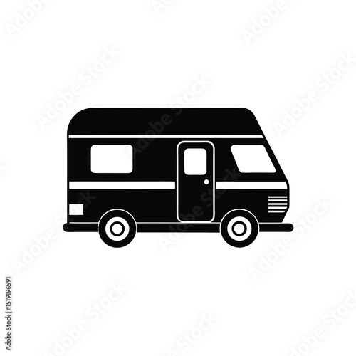 Camper Van Sleek Vector Silhouette