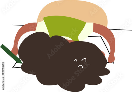 stress negro boy does his homework