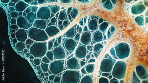 microscope view of dicot root and stem anatomy, with labeled xylem, phloem, and vascular cambium photo