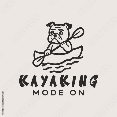 Kayaking mode on, bulldog kayaking funny vector t shirt design