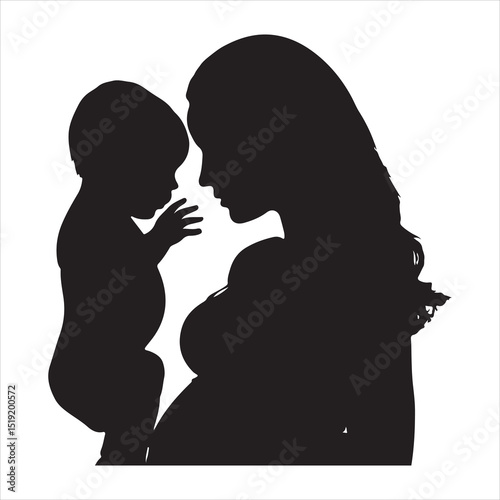 Mother-to-be Silhouette - Gentle Care for Pregnancy , black colour vactor 