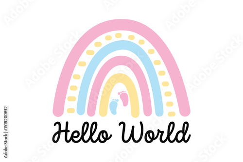 Hello World - Cute Boho Rainbow Newborn Design