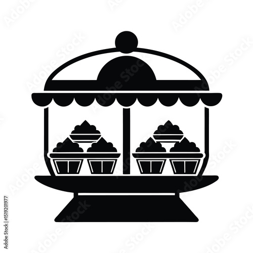 Cupcakes on a Stand Silhouette Illustration