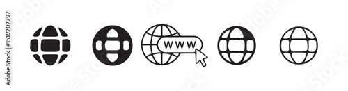 Internet Globe Icons with WWW and Click Pointers icon, Victor illustration eps 10