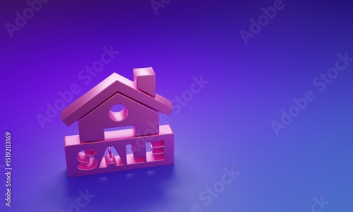 Fototapeta Naklejka Na Ścianę i Meble -  Pink Hanging sign with text Sale icon isolated on purple-blue background. Signboard with text Sale. Minimalism concept. 3D render illustration