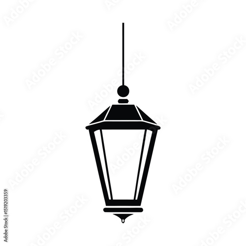 old street lantern, lamp silhouette vector icon on white background