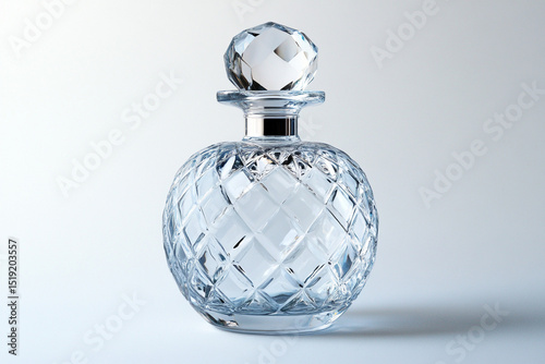 Elegant Crystal Decanter Bottle Design  with Diamond Cut Pattern and  faceted stopper