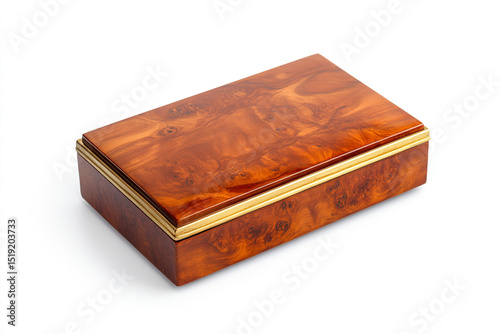 Elegant Wooden Box with Gold Accents: Luxury Storage for Jewelry or Collectibles