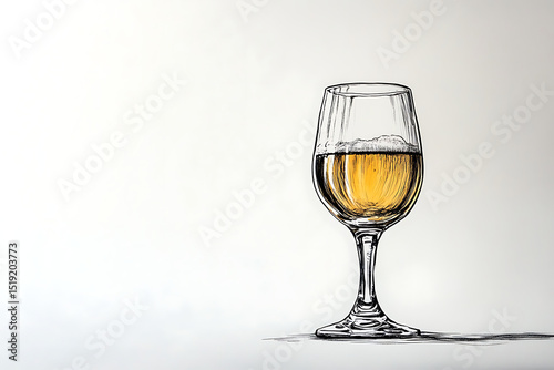 Ink Drawing of a Glass of Wine
