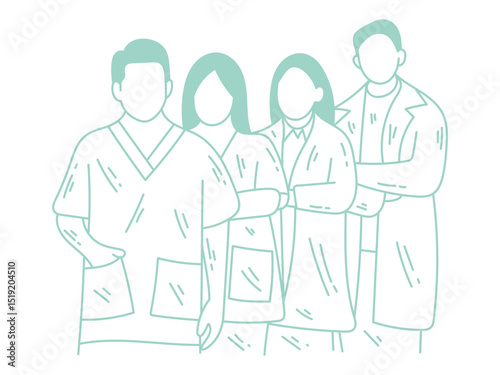 A doctor with other nurses vector design