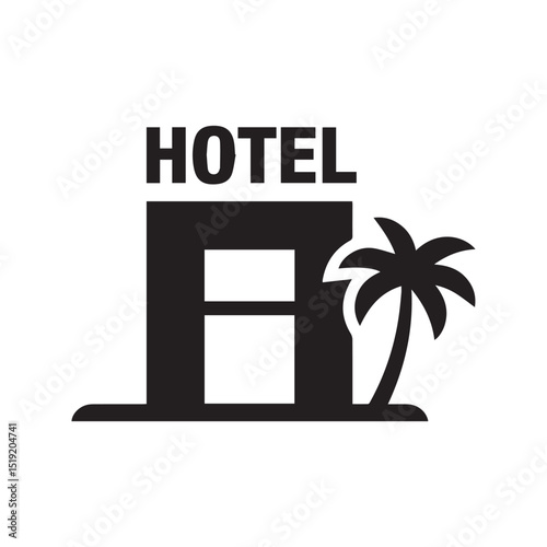 Hotel Building with Palm Tree
