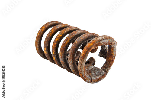 Closeup of a rusty metal coil spring isolated
