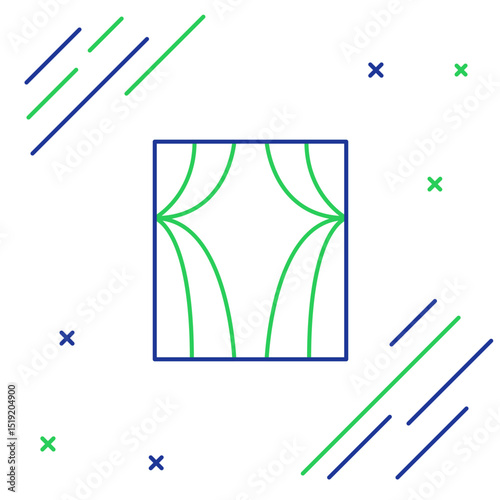 Line Circus curtain raises icon isolated on white background. For theater or opera scene backdrop, concert grand opening or cinema premiere. Colorful outline concept. Vector