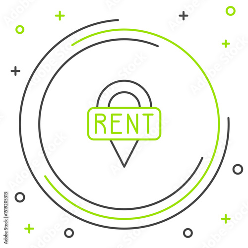 Line Location key icon isolated on white background. The concept of the house turnkey. Colorful outline concept. Vector