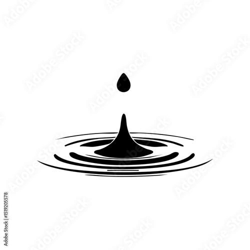 Vector logo of a water droplet creating a ripple splash, symbolizing purity and serenity.

