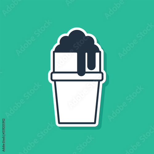 Blue Glass of beer icon isolated on green background. Vector