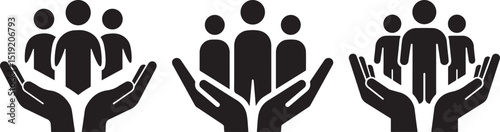 Human Rights Silhouette Graphic with Hands Holding People