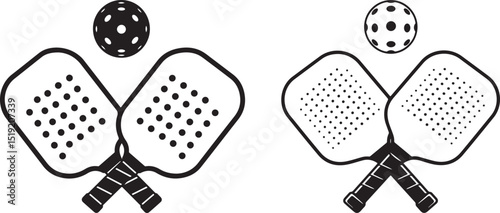 Pickleball Paddle and Ball Vector Clipart Silhouette Design