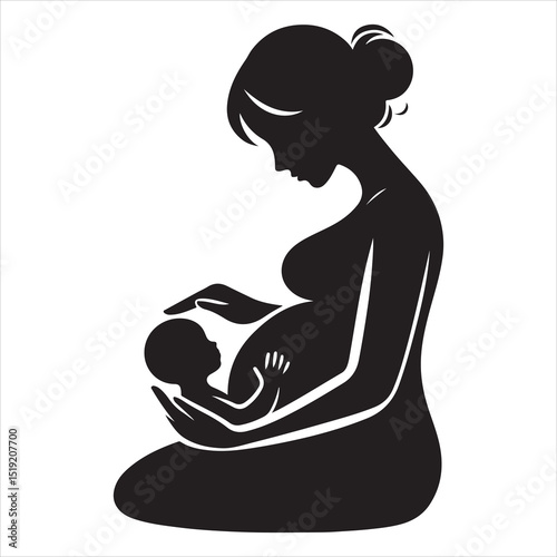 Mother-to-be Silhouette - Gentle Care for Pregnancy , black colour vactor 