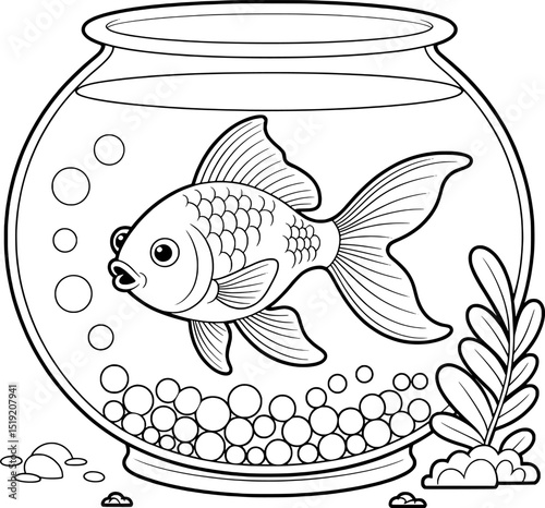 Adorable goldfish swimming in a glass bowl