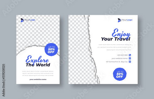 Editable Adventure Travel Social Media Post Template with Brush Style – Vector Design for Nature Exploration, Hiking, and Travel Campaign Promotions