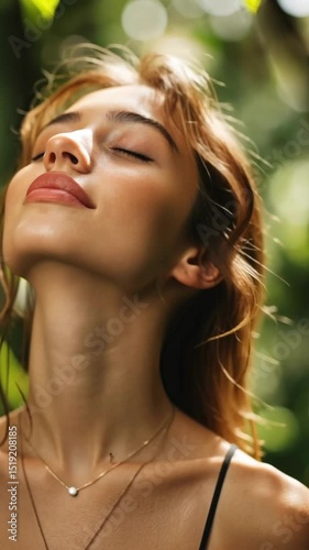Embracing tranquility in a lush forest setting during golden hour captures natural beauty and serenity