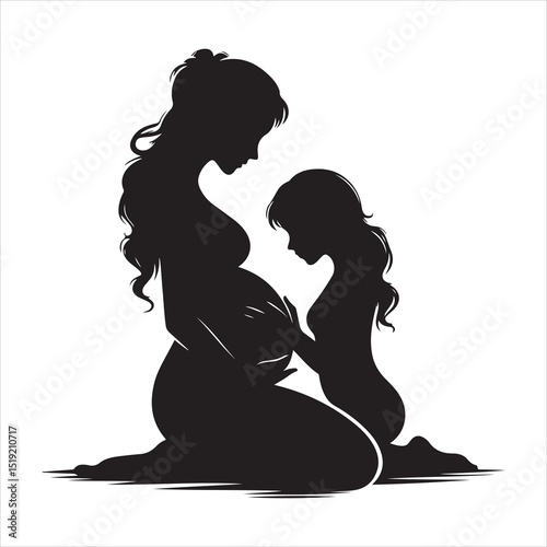 Mother-to-be Silhouette - Gentle Care for Pregnancy , black colour vactor 