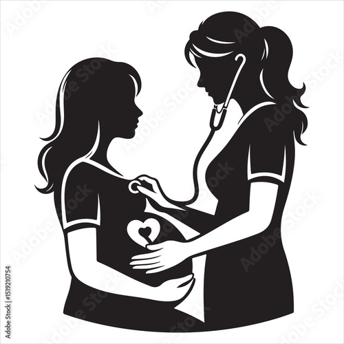 Mother-to-be Silhouette - Gentle Care for Pregnancy , black colour vactor 