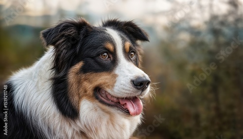 Playful Pair Border Collie and Australian Shepherd against a Backdrop of Lush Green Meadow, Showcasing their Energetic Bond and Vibrant Coats on a Sunlit Morning. photo