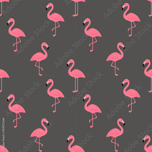 seamless pattern with pink flamingos