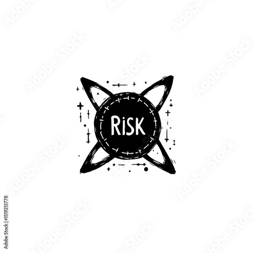 Abstract risk concept illustration with mystical, grunge, and artistic elements