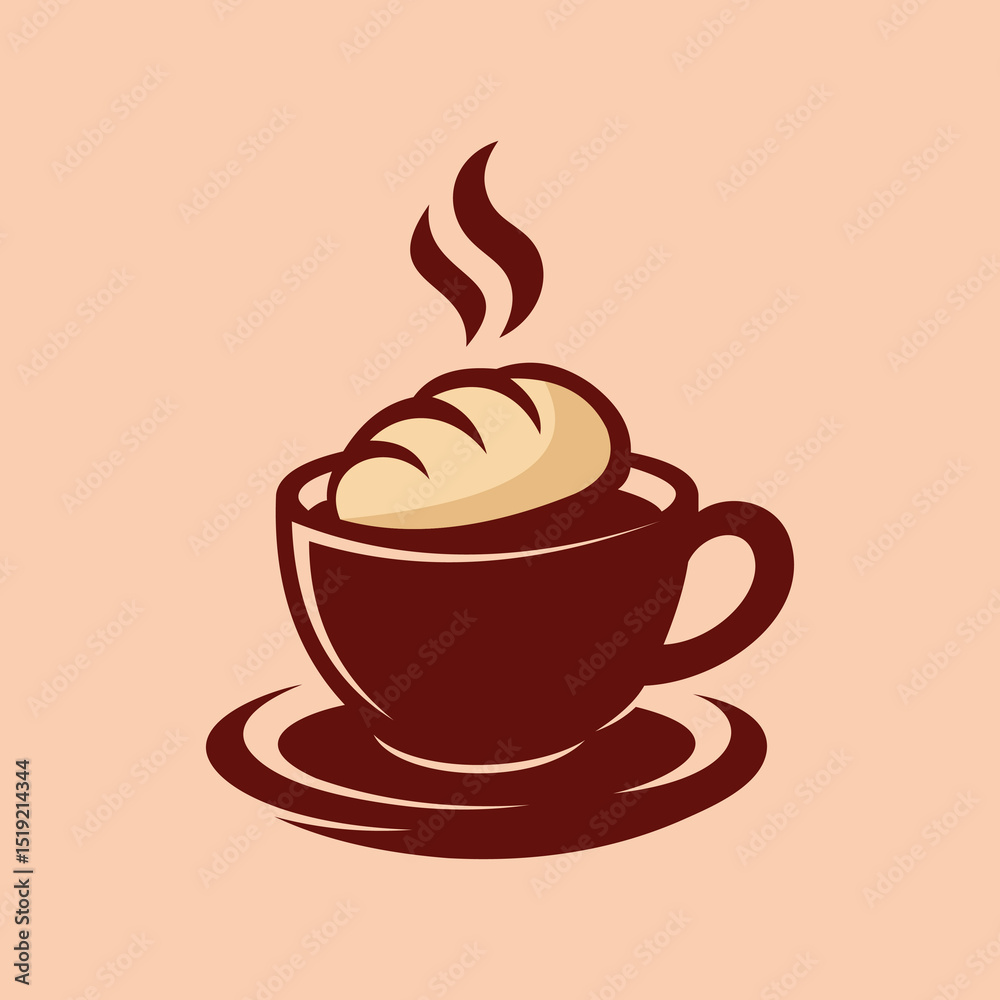 Fototapeta premium Minimalist Coffee and Bread Logo Design for Bakery Cafe 