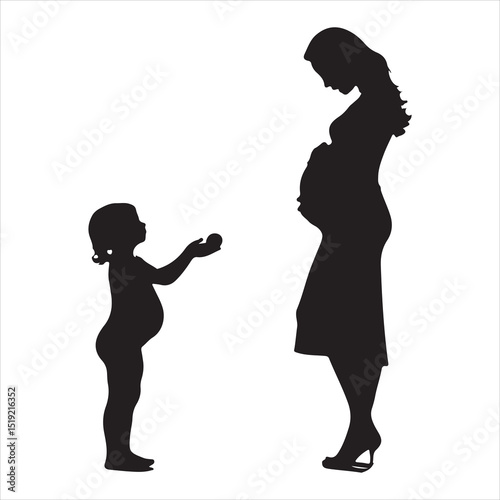 Mother-to-be Silhouette - Gentle Care for Pregnancy , black colour vactor 