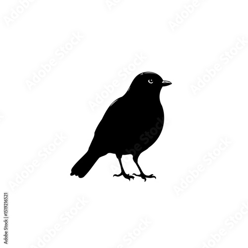 Silhouette of a small bird isolated on white background in vector format photo