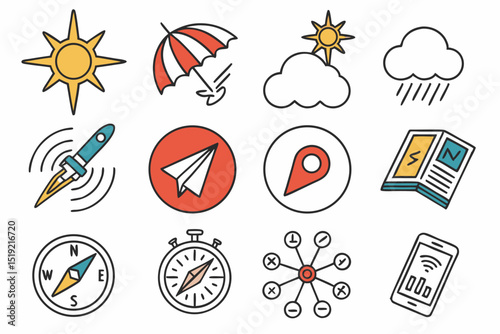 travel icons set