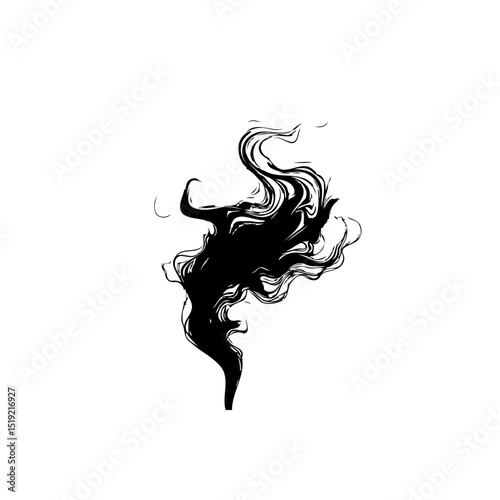 Ethereal Black Figure: A Haunting Silhouette Against a Pristine White Background