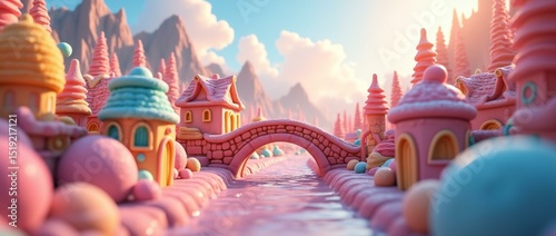 Fantastical 3D Candy Village.
