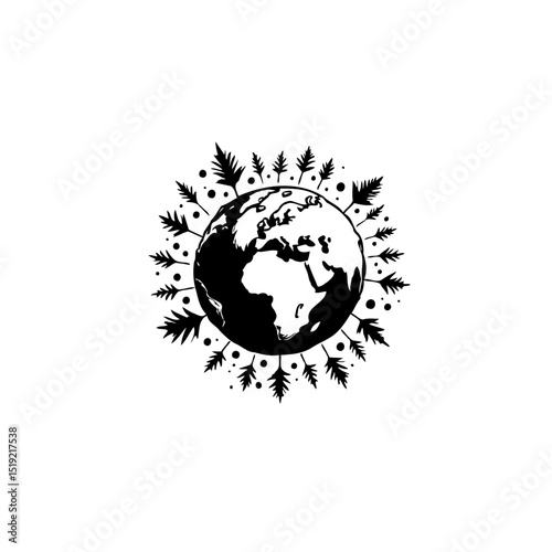 Earth globe surrounded by tree foliage represents environmental conservation