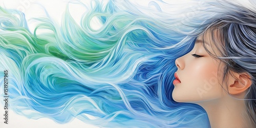Asian artist paints on canvas to create art projects
