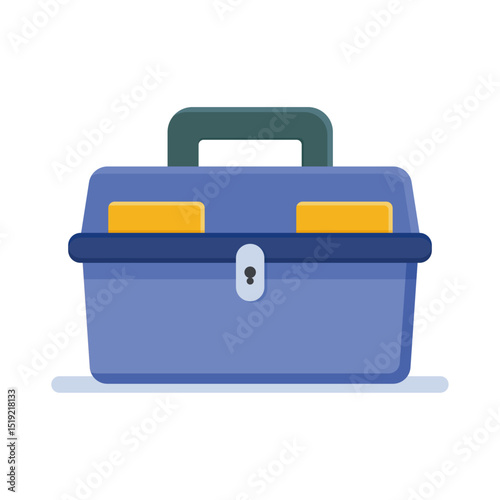 A vectorstyle cartoon illustration of a toolbox with a handle and latch