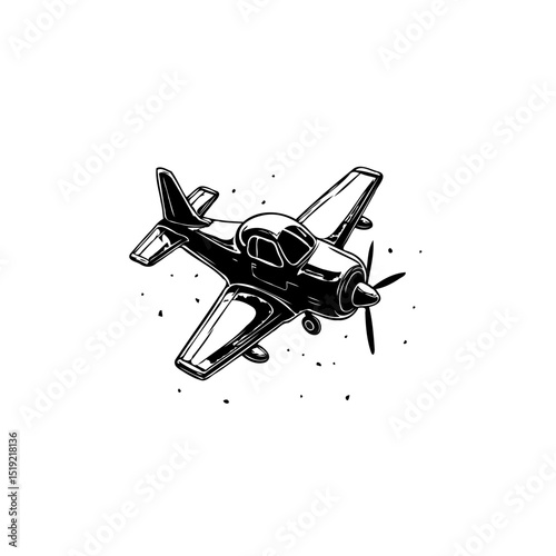 Monochrome vintage airplane illustration evoking nostalgia and adventurous spirit