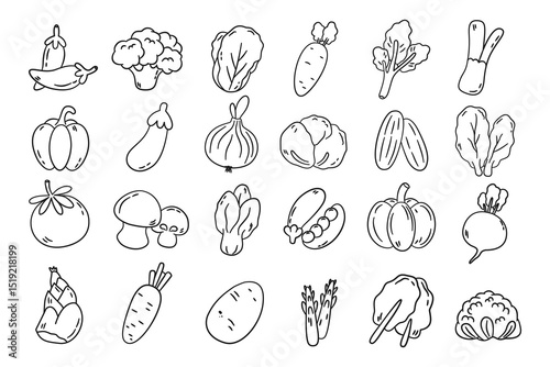 Vegetables Vector Illustration Set. Hand Drawn Vector Food Vegetable Frames and Cartoon Botanical Banners.