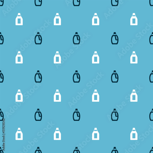 Set Bottle for cleaning agent and on seamless pattern. Vector