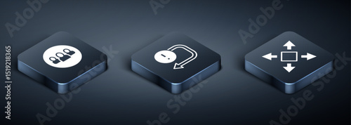 Set Isometric Project team base, Many ways directional arrow and Arrow icon. Vector