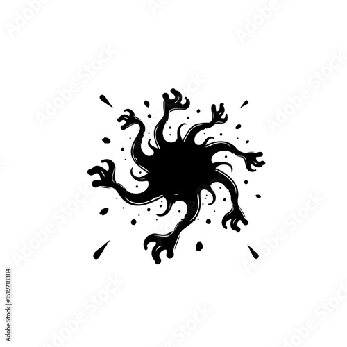 Abstract black silhouette of a spiky monster or alien creature design element